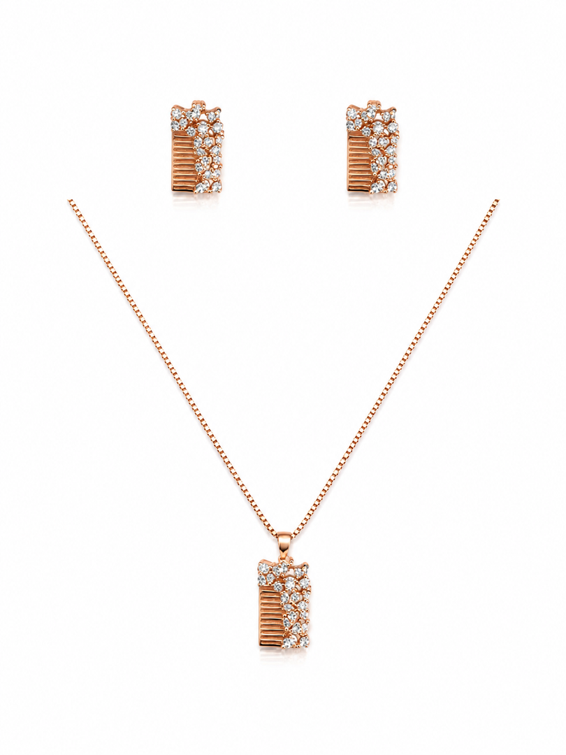 Rose Gold Sparkling Bar Sterling Silver Necklace
