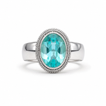 Load image into Gallery viewer, Aqua Blue Oval Silver Ring