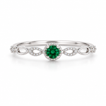 Load image into Gallery viewer, Emerald Green Infinity Halo Silver Ring