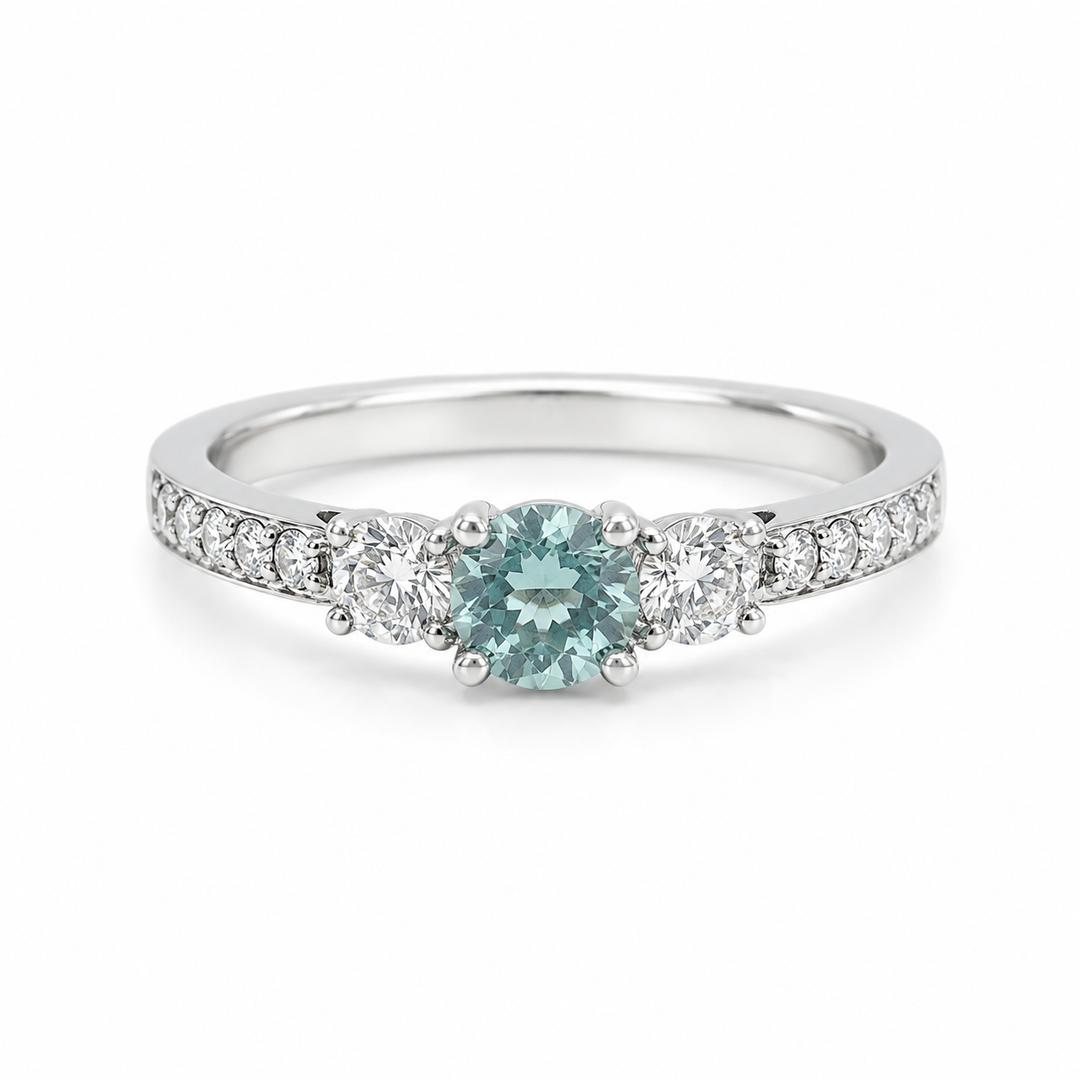 Aqua Trio Spark Silver Ring