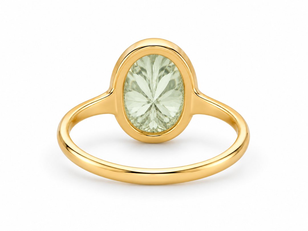 Carved Oval Prasiolite Statement Ring