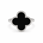 Load image into Gallery viewer, Black Clover Beaded Sterling Silver Ring