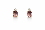 Load image into Gallery viewer, Oval Pink Gemstone Gold Polished Stud Earrings