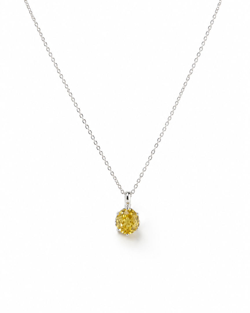 Yellow Solitaire Pendant Necklace