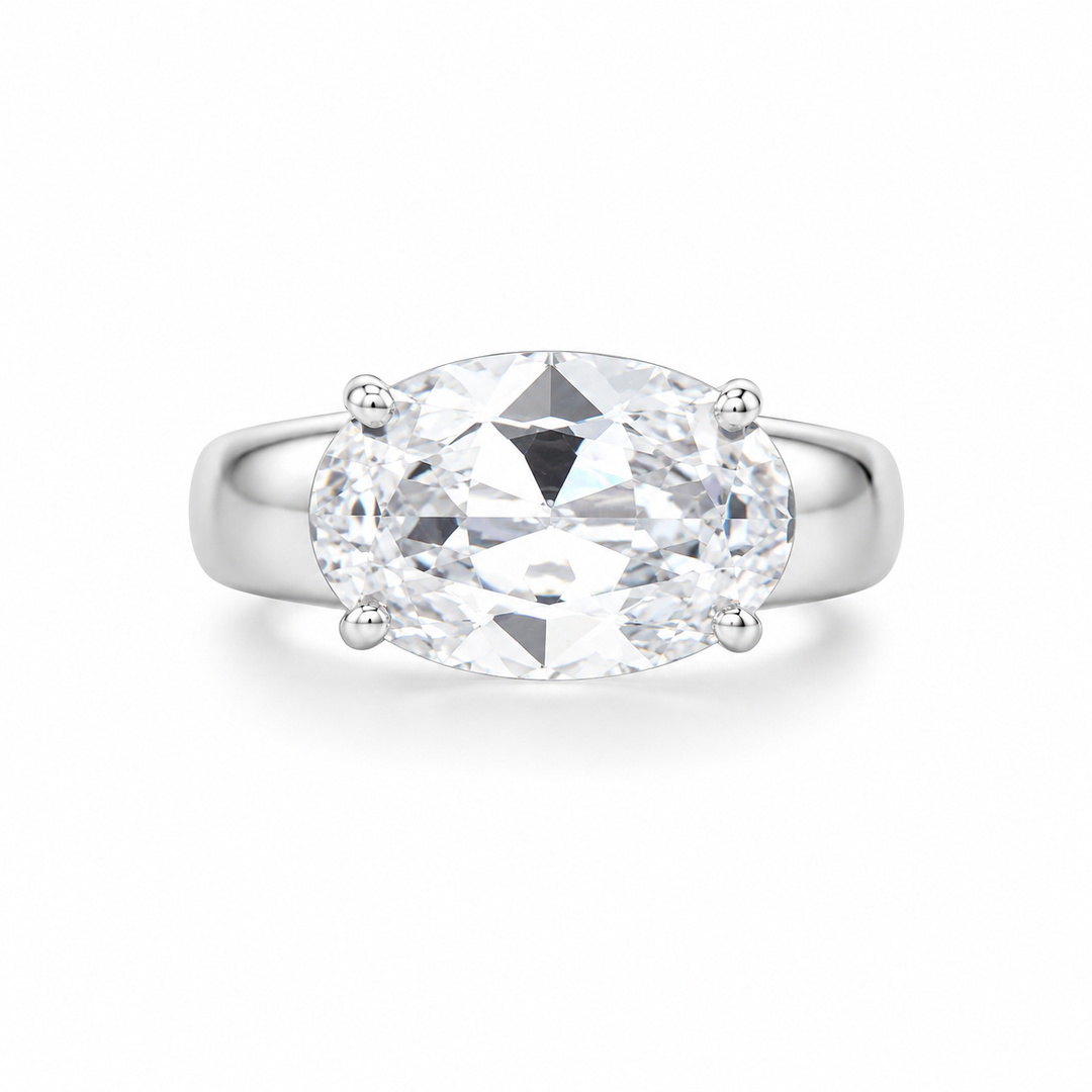Oval Solitaire Silver Ring