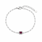 Load image into Gallery viewer, Ruby Radiance Sterling Silver Paperclip Bracelet