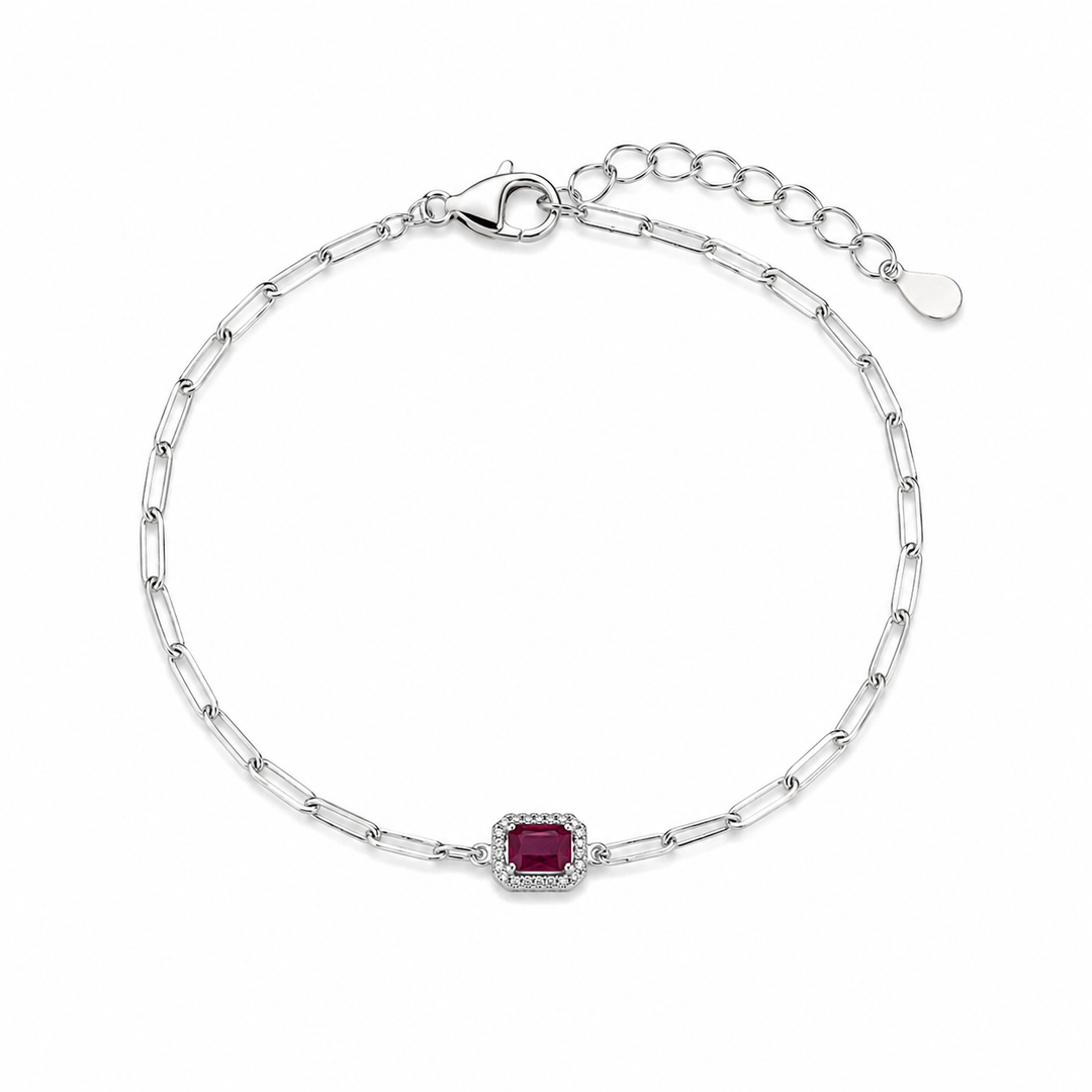 Ruby Radiance Sterling Silver Paperclip Bracelet