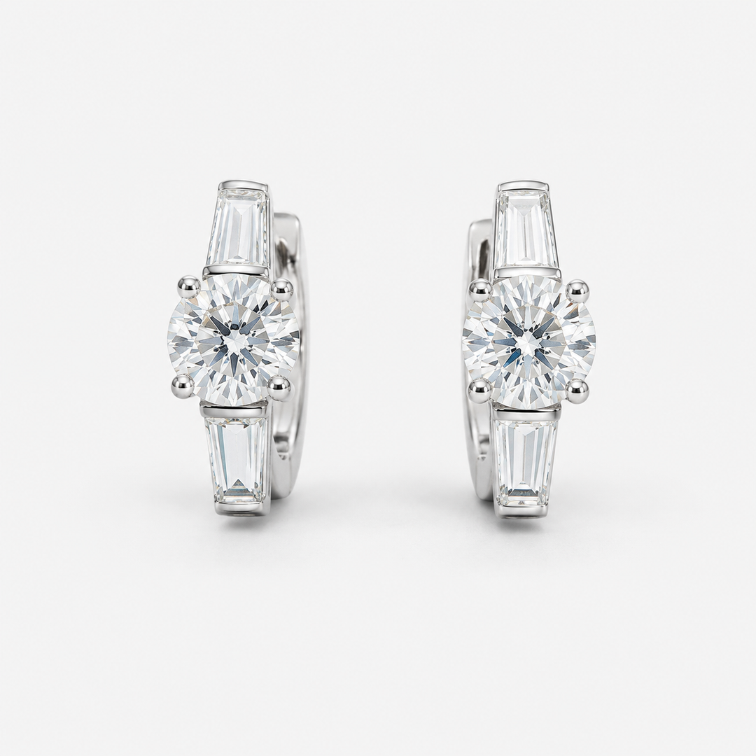 Classic Solitaire Hoop Earrings