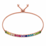 Load image into Gallery viewer, Rainbow Rose Slider Silver Bracelet