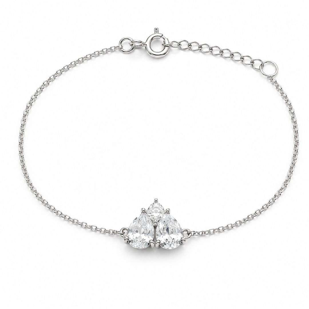 Twin Drop Radiance Silver Bracelet