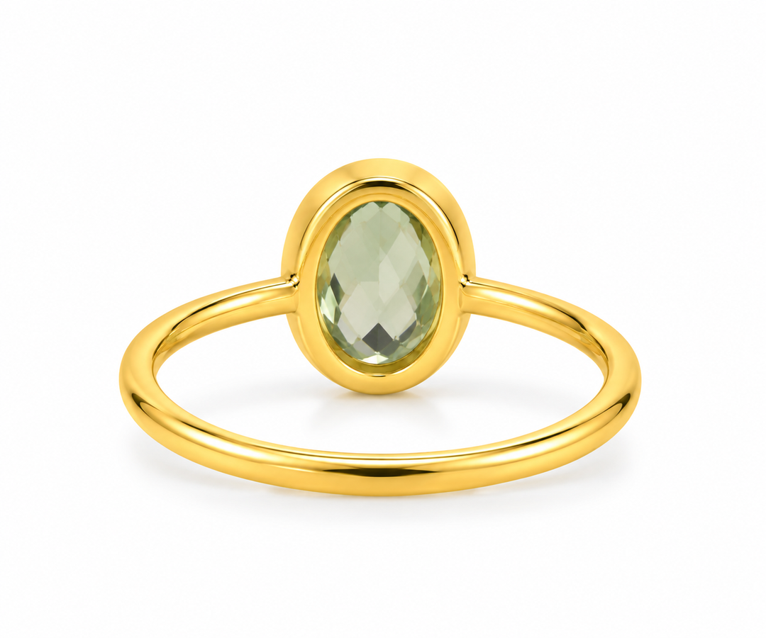Prasiolite Oval Bezel Statement Ring