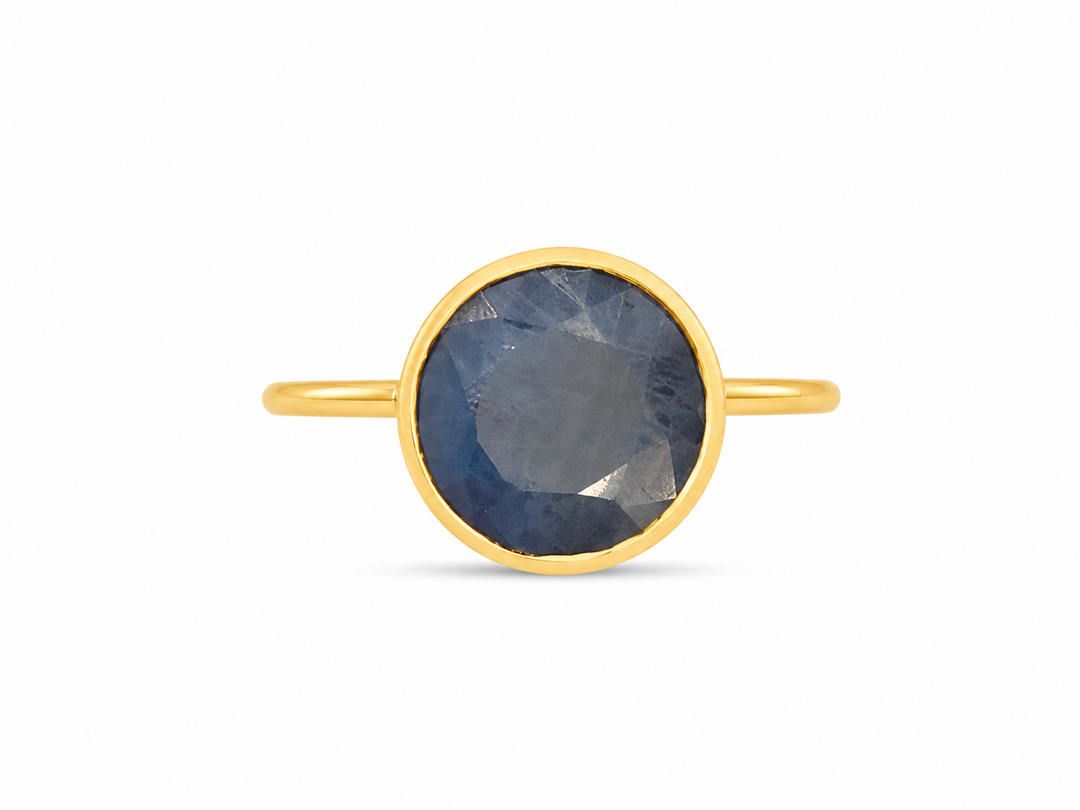 Blue Sapphire Oval Bezel Ring