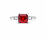 Load image into Gallery viewer, Ruby Princess Cut Sterling Silver Ring