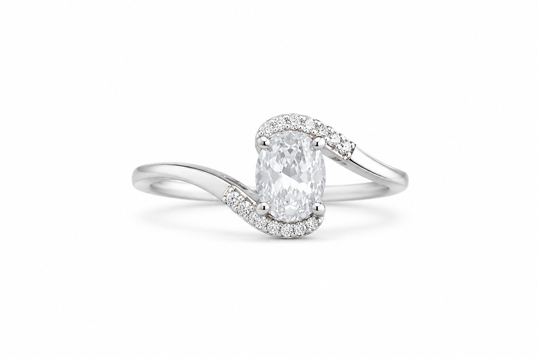 Elegant Oval Halo Twist Ring