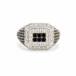 Load image into Gallery viewer, Black Square Cluster Statement Silver Ring