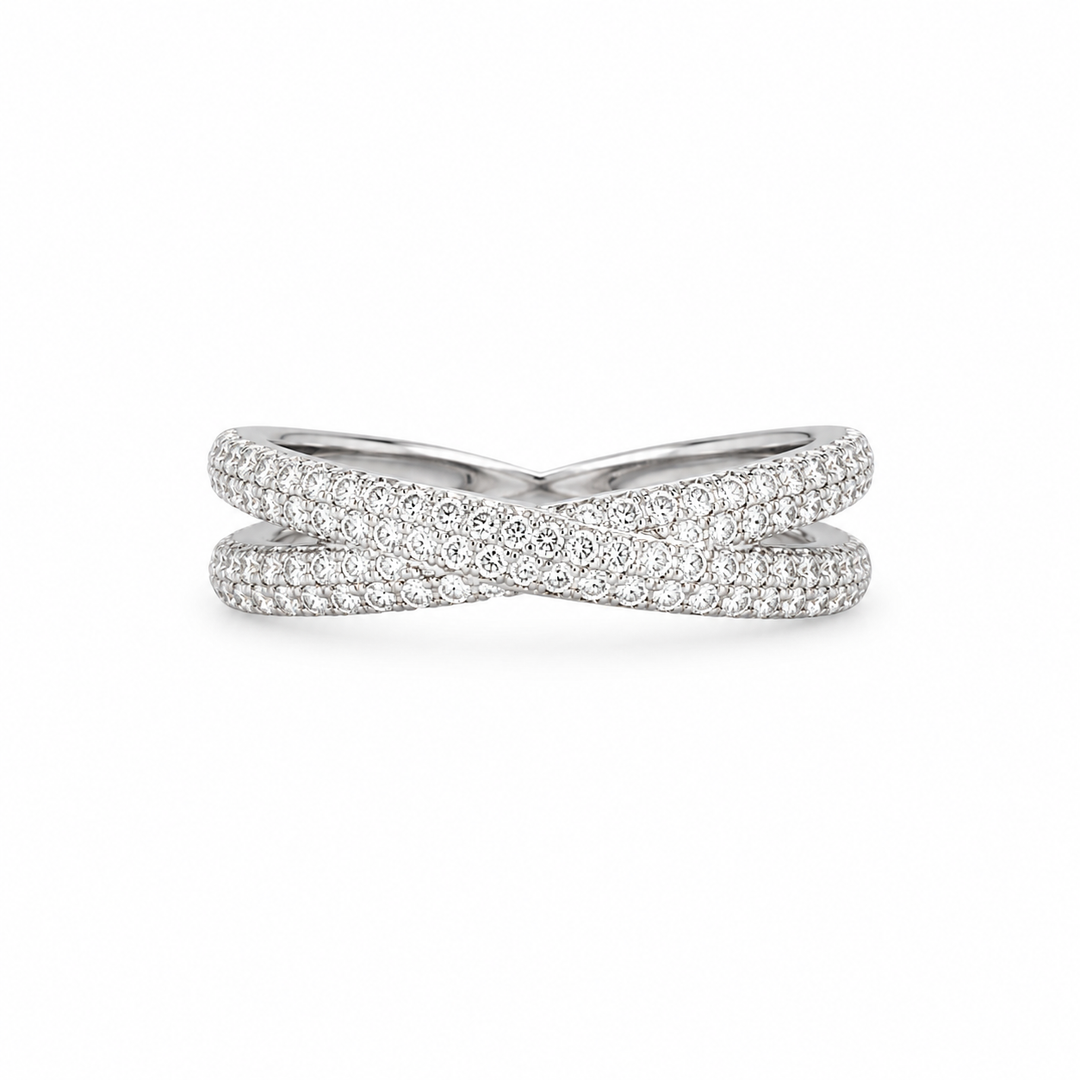 Criss Cross Spark Silver Ring