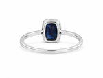 Load image into Gallery viewer, Silver Cushion-Cut Blue Sapphire Solitaire Ring