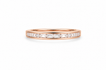 Load image into Gallery viewer, Rose Gold Emerald-Cut Zircon Half Eternity Sterling Silver Ring