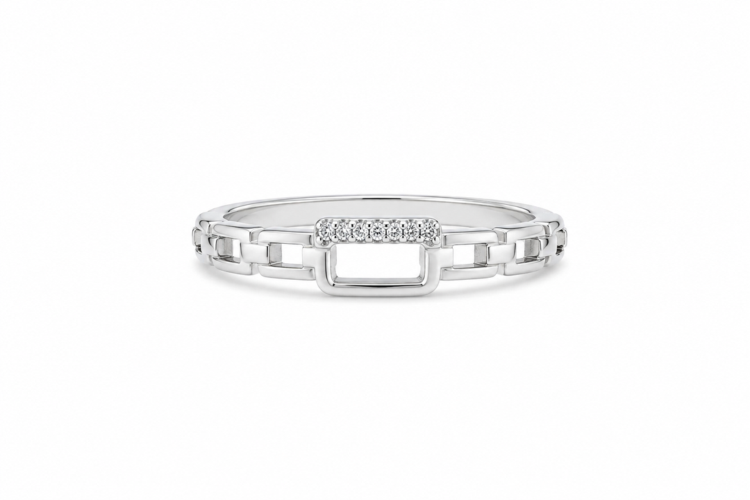 Geometric Link Diamond Ring