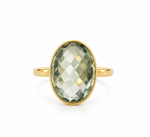 Load image into Gallery viewer, Prasiolite Oval Bezel Statement Ring