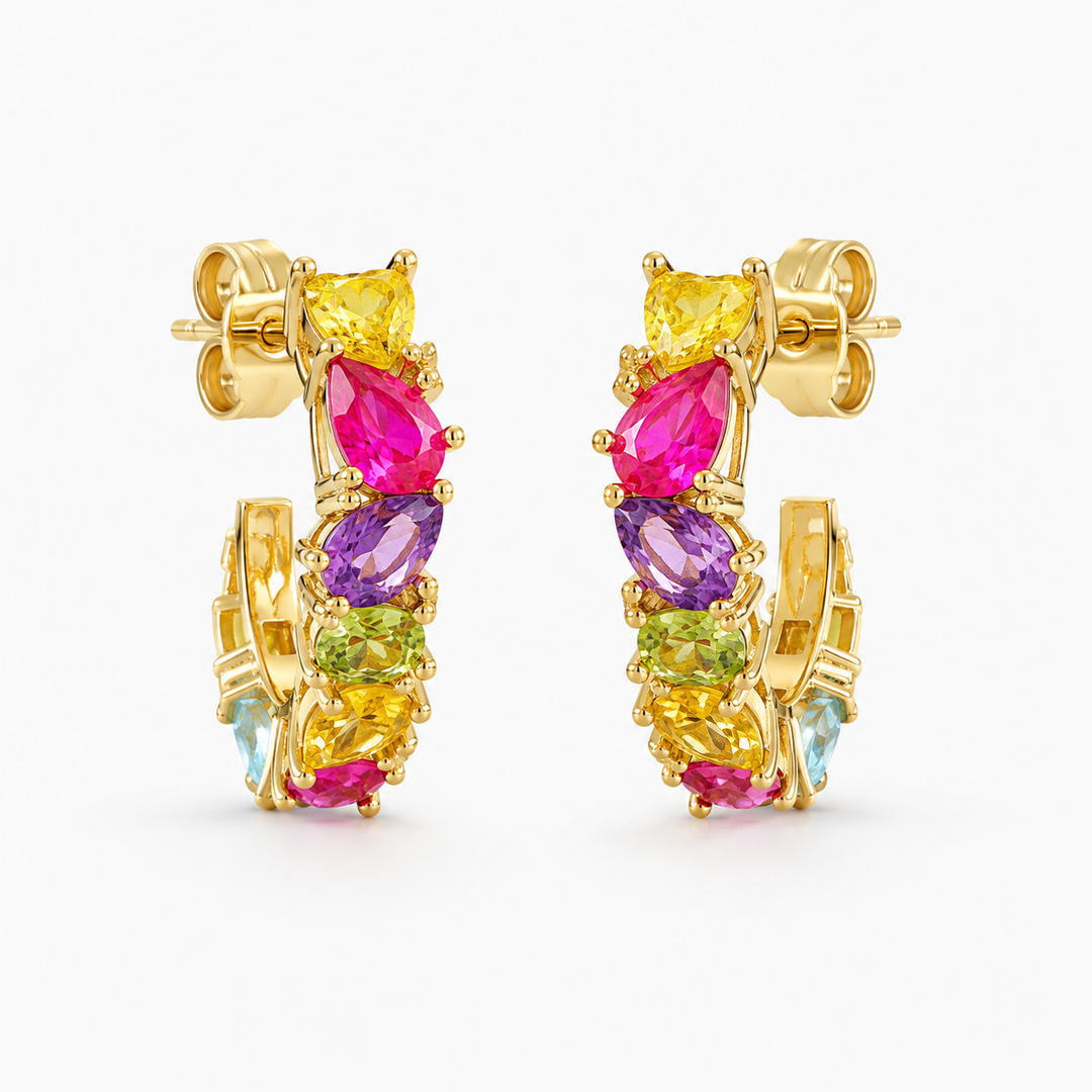 Rainbow Petal Hoop Earrings