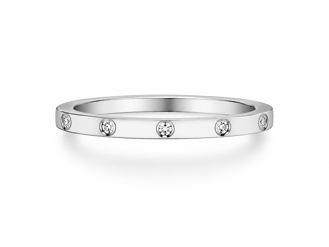 Minimal Bezel Set Zircon Band Ring