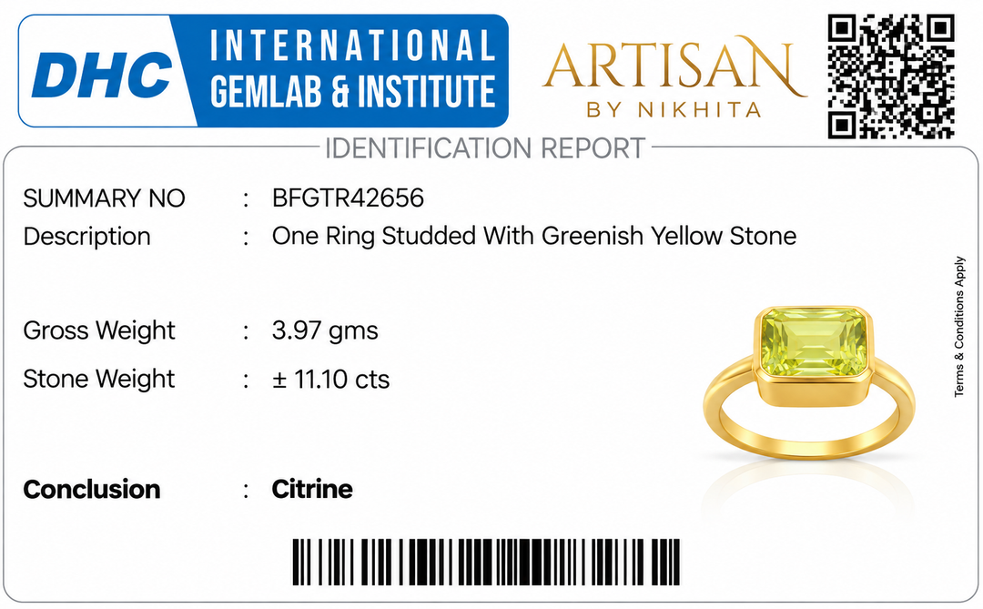 Golden Cushion-Cut Citrine Statement Ring