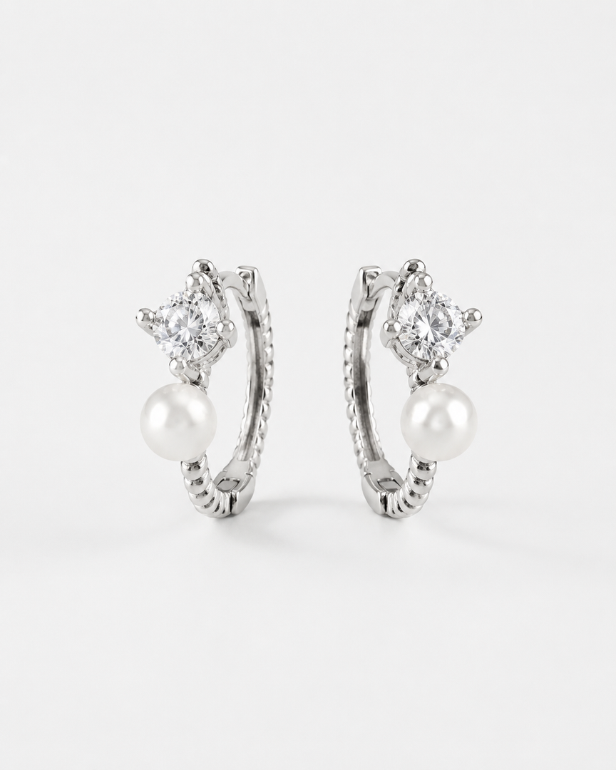Pearl Solitaire Hoop Earrings