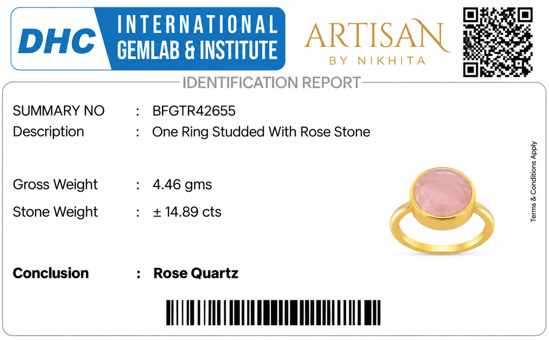 Golden Carved Rose Quartz Statement Ring