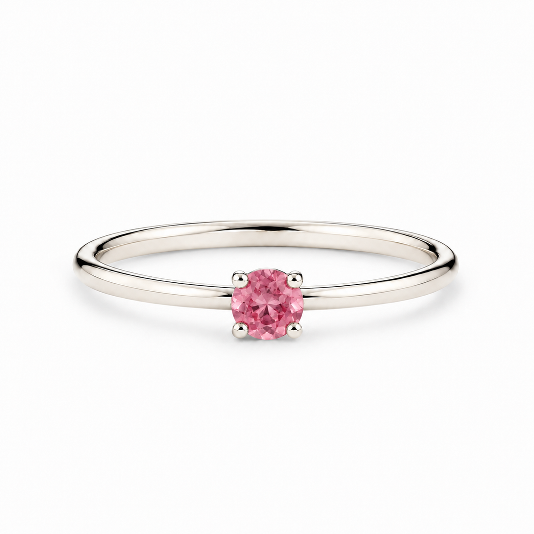 Pink Solitaire Ring