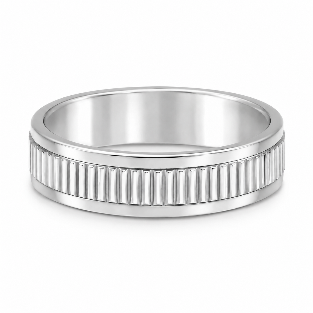 Ribbed Classic Silver Band Ring