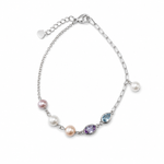 Load image into Gallery viewer, Pastel Pearl &amp; Gemstone Sterling Silver Bracelet