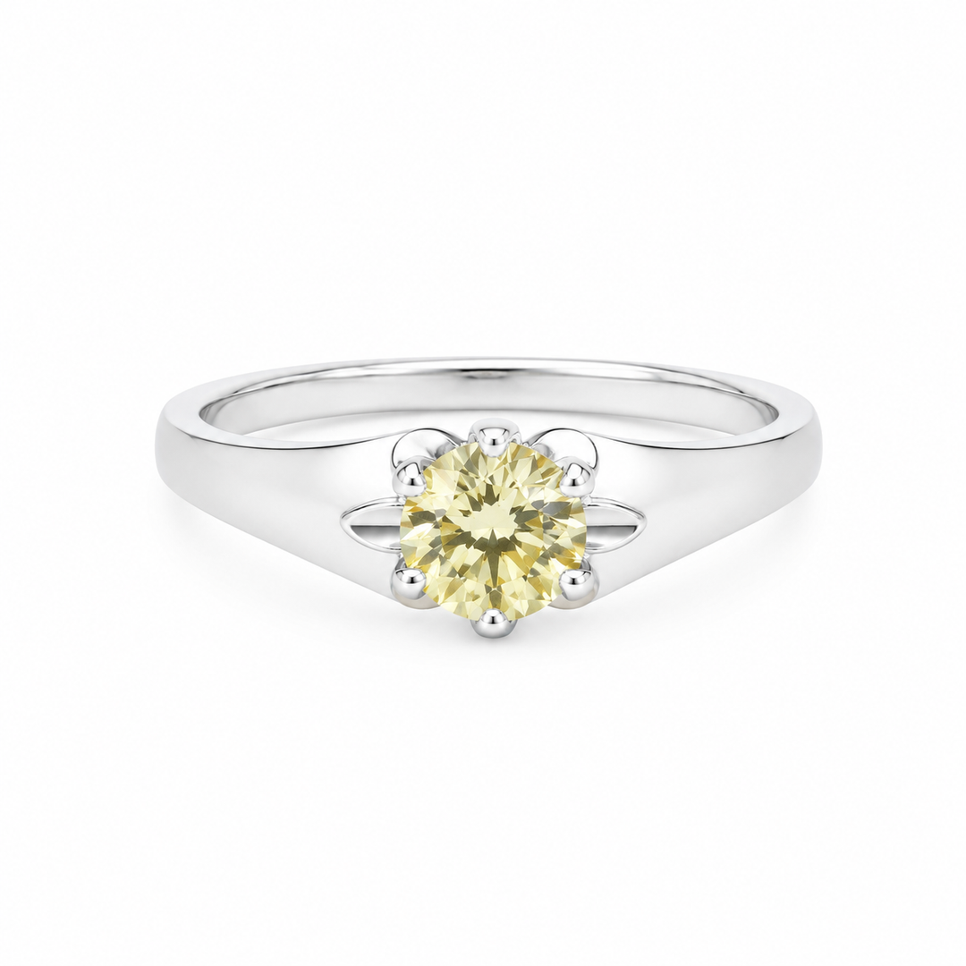 Yellow Solitaire Silver Ring
