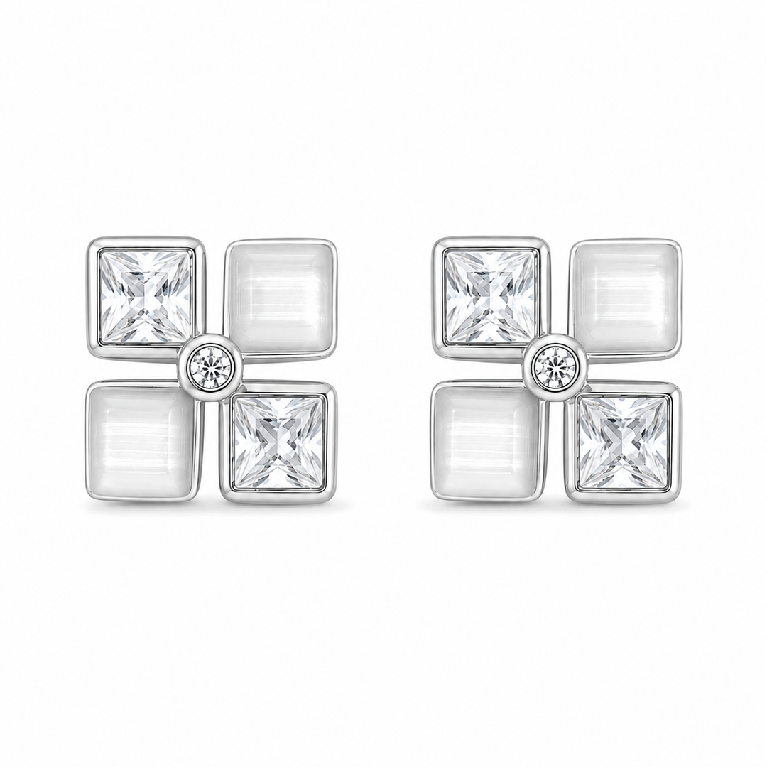 Geometric Floral Stud
