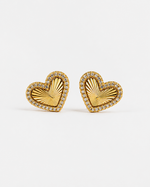 Load image into Gallery viewer, Golden Sunray Heart Studs