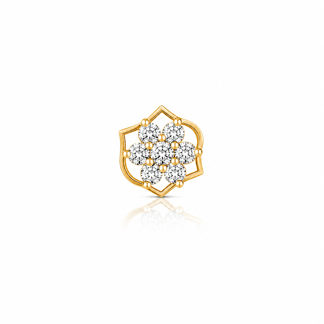 Floral Sparkle Gold-Plated Sterling Silver Nose Pin