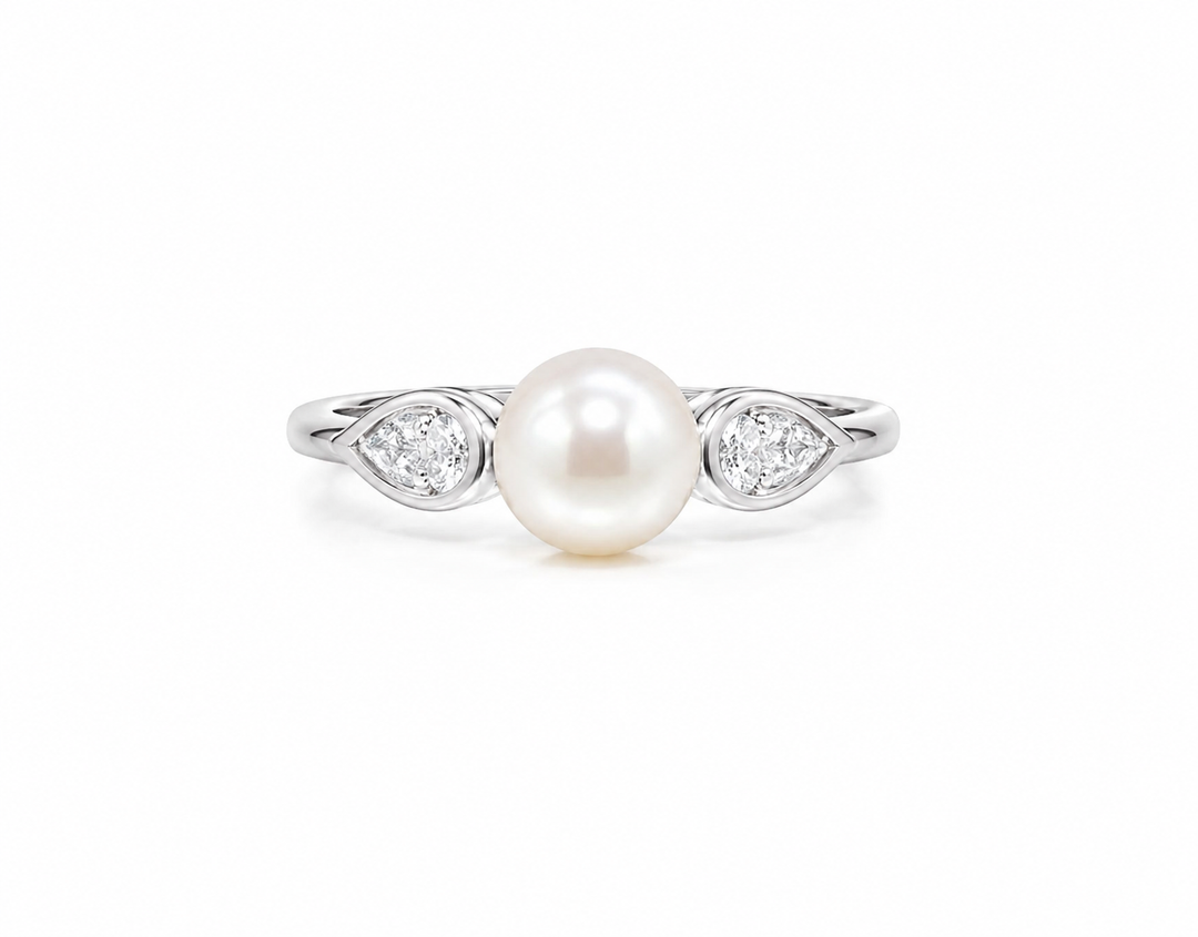 Classic Pearl Drop Sterling Silver Ring