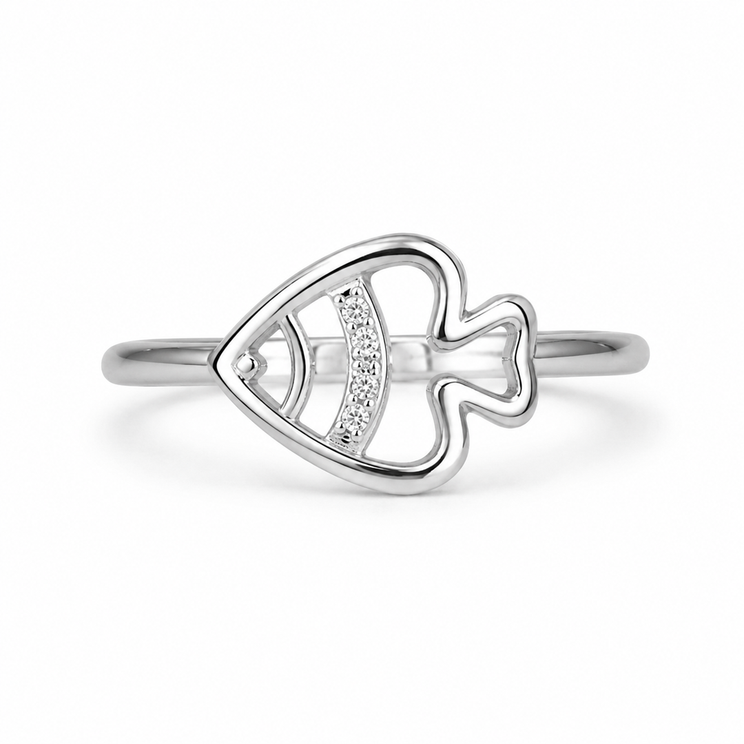 Fish Charm Silver Ring