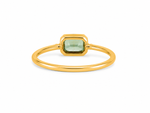 Load image into Gallery viewer, Golden Emerald-Cut Aquamarine Solitaire Ring