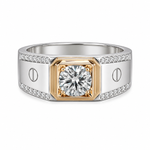 Load image into Gallery viewer, Two-Tone Solitaire Silver Band Ring
