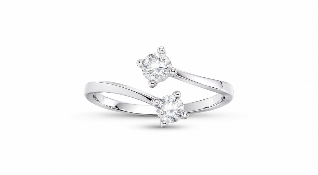 Modern Twin Solitaire Open Ring