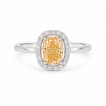 Load image into Gallery viewer, Champagne Cushion Halo Silver Ring