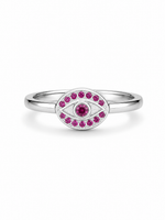 Load image into Gallery viewer, Pink Evil Eye Silver Ring