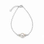 Load image into Gallery viewer, Classic Pearl Sterling Silver Paperclip Bracelet