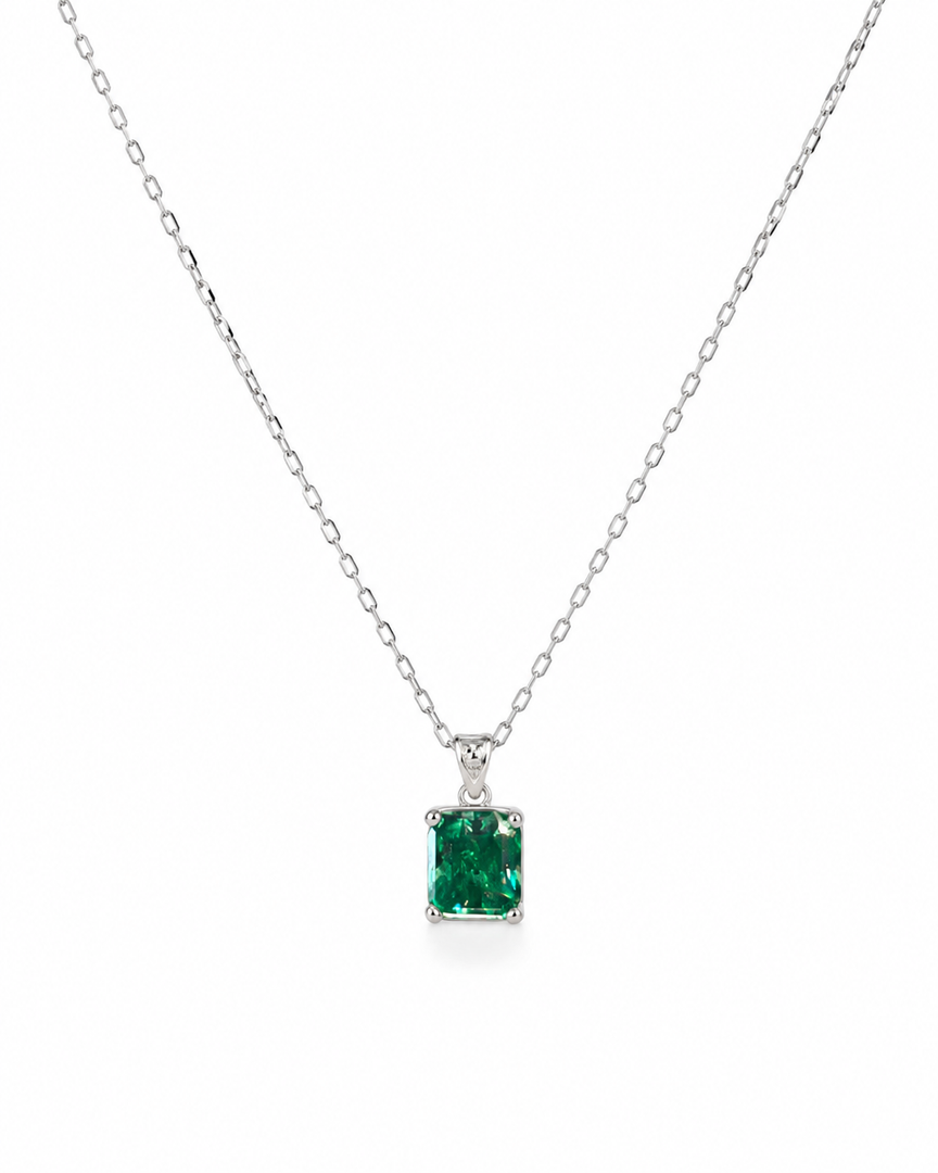 Emerald Solitaire Pendant Necklace