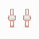 Load image into Gallery viewer, Rose Gold Baguette Studs