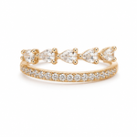 Load image into Gallery viewer, Gold Pear Crown Zircon Silver Ring