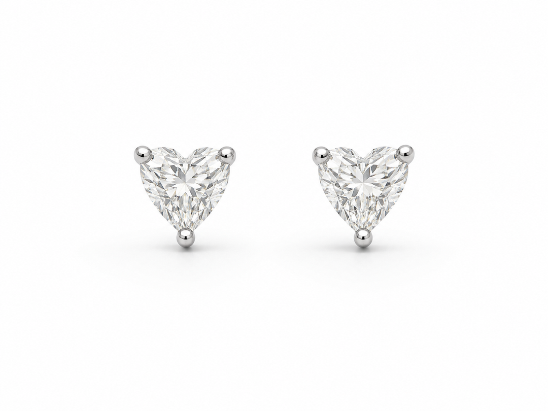 Heart Solitaire Silver Stud Earrings