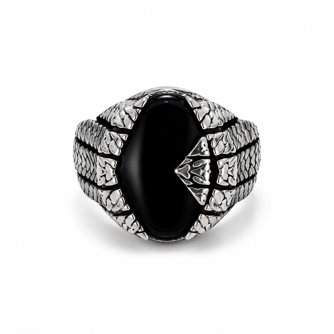 Vintage Black Onyx Silver Ring