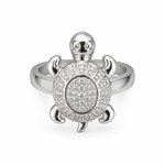 Load image into Gallery viewer, Classic Sparkle Turtle Silver Ring